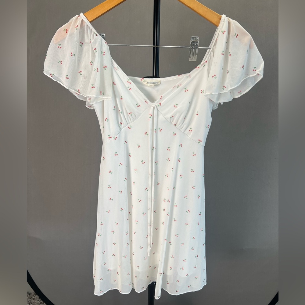 See You Monday White Mini Dress with Pink Floral Pattern